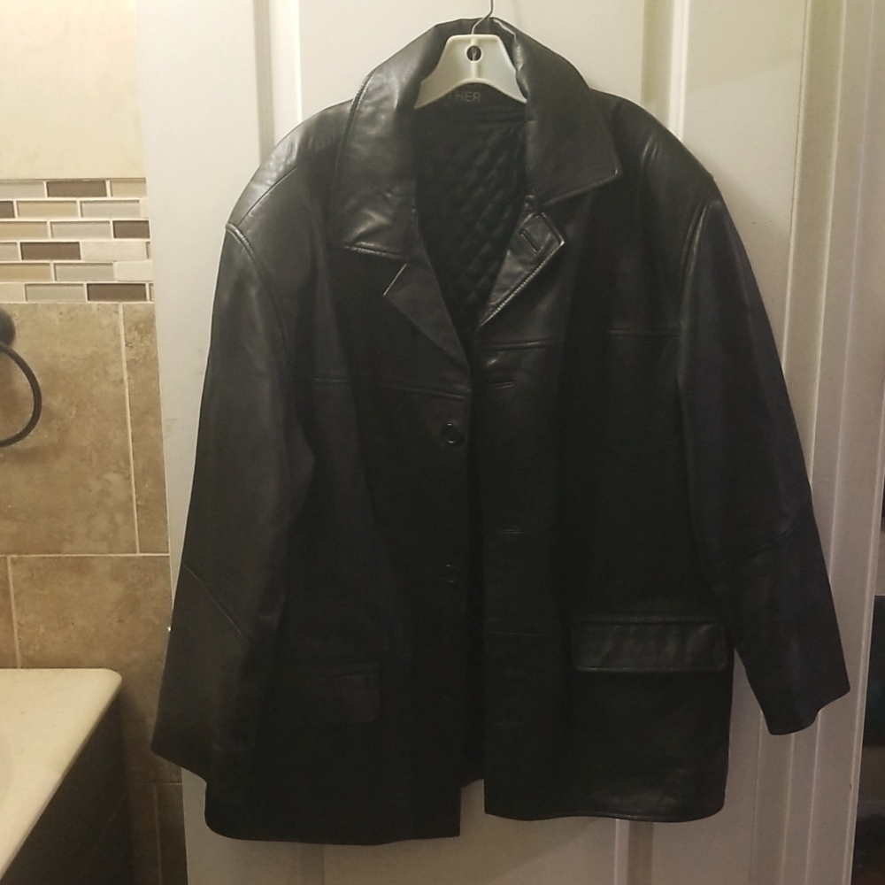 Trucker Leather - Leather Jacket, Size - M, Color - Black